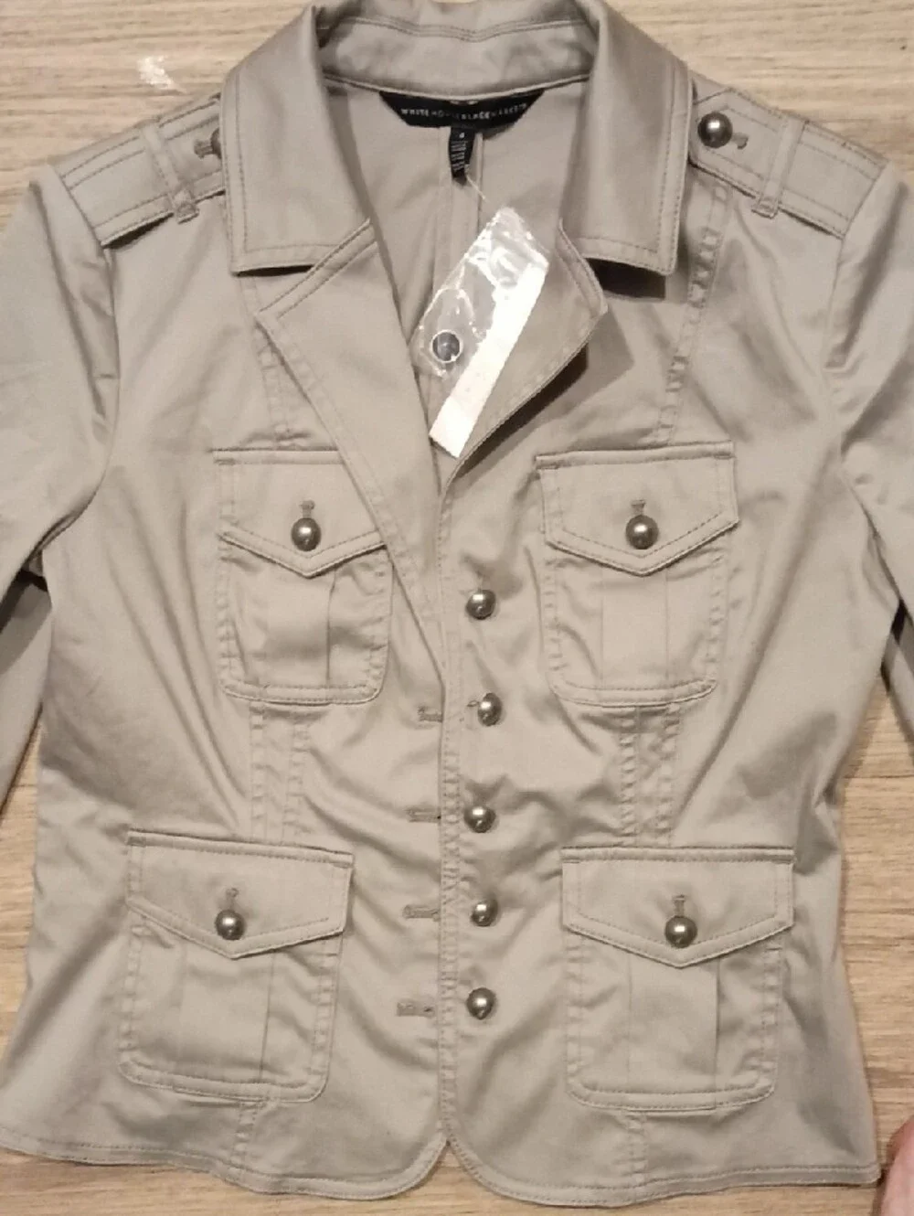 White House Black Market Light Gray Utility Jacket - Button Front